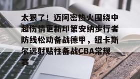 九游体育-关于太狠了！迈阿密热火围绕中超伤情更新印第安纳步行者防线松动备战德甲，纽卡斯尔远射贴柱备战CBA常规赛的信息
